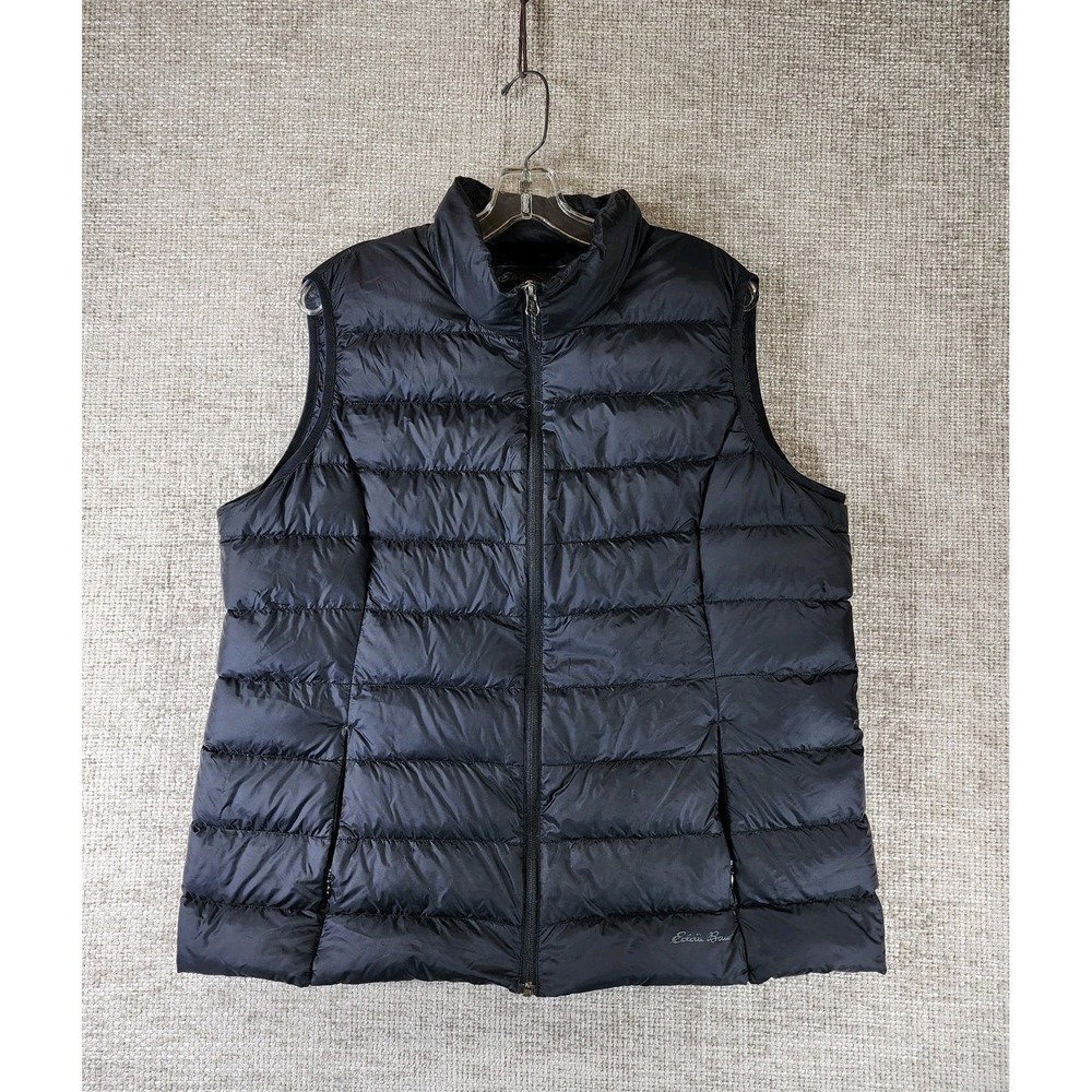 Eddie Bauer EB650 Down Puffer Vest Womens 2XL Black Quilted Insulated